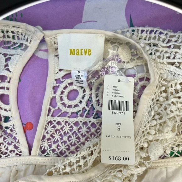 NWT 𝅺Anthropologie Maeve Crochet Lace Tunic Dress Size S In SND/Sable - Picture 6 of 8